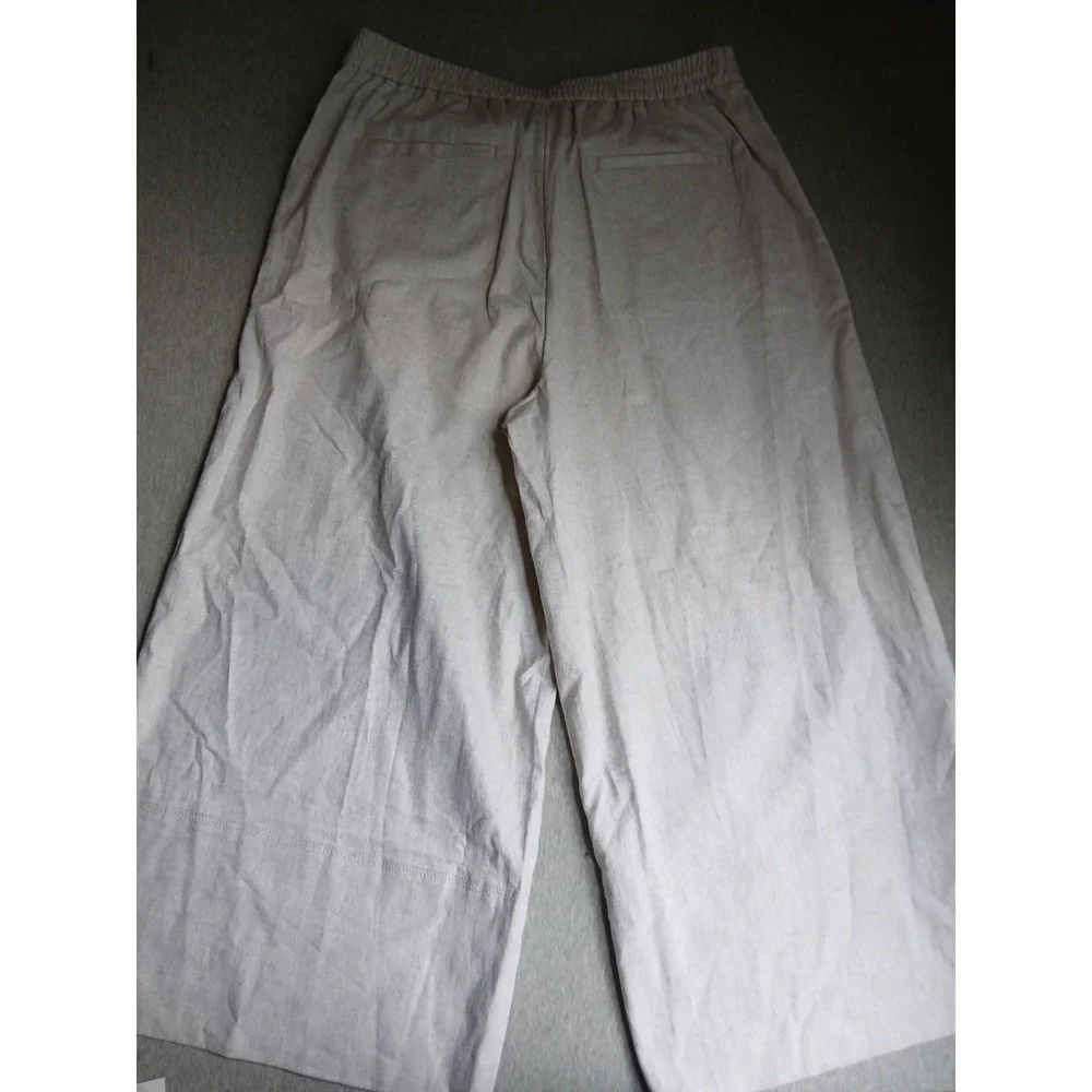 Banana Republic Pants Large Linen Flax Blend Super Wide Leg Pleated New